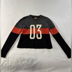 Harley-Davidson Wool Anniversary Charcoal V-neck Sweater. L